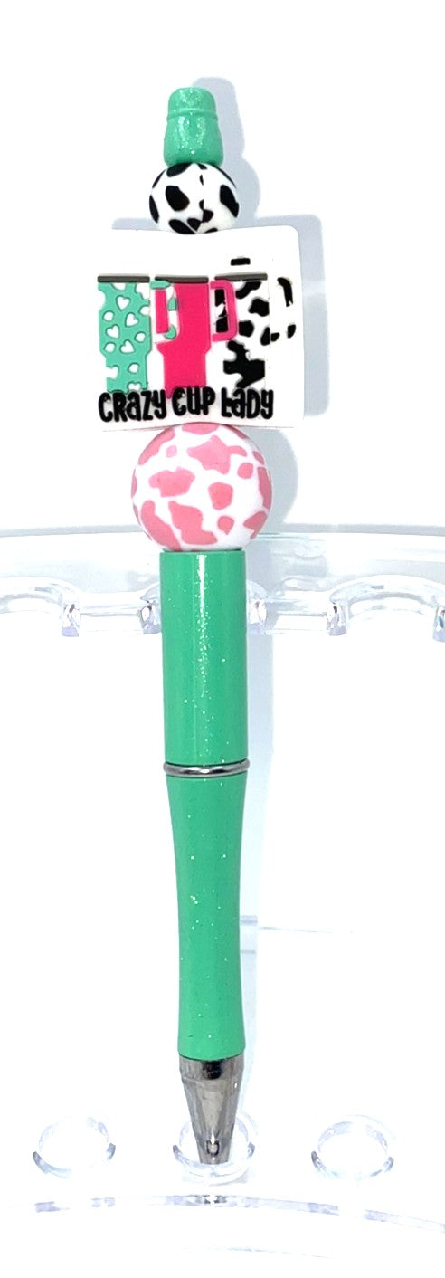 Crazy Cup Lady Beaded Pen