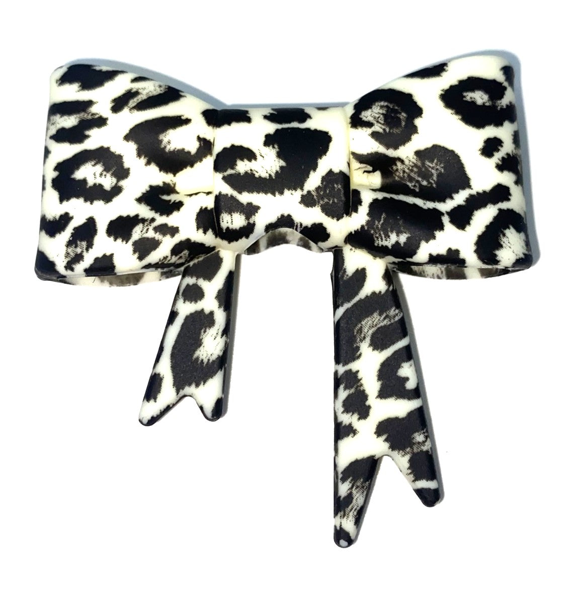 Cream Leopard Print Bow Straw Topper