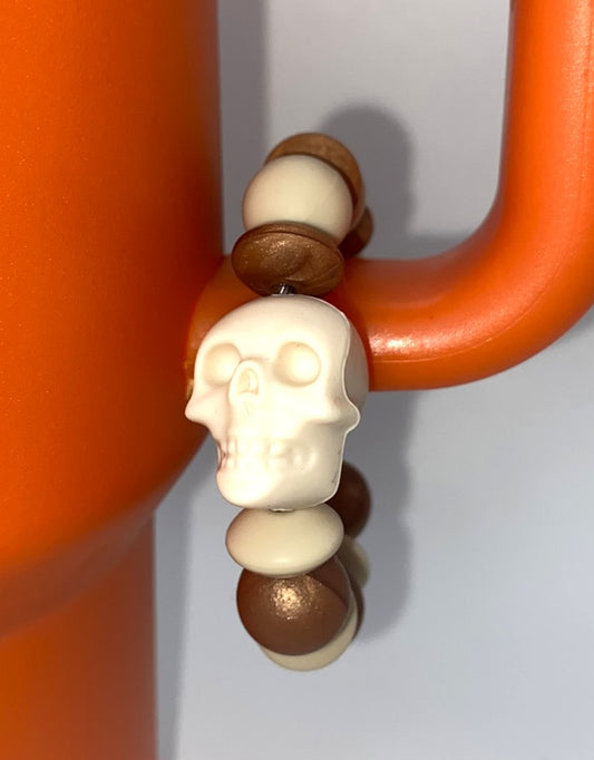 Cream Skull Stanley Tumbler Cup Handle Charm