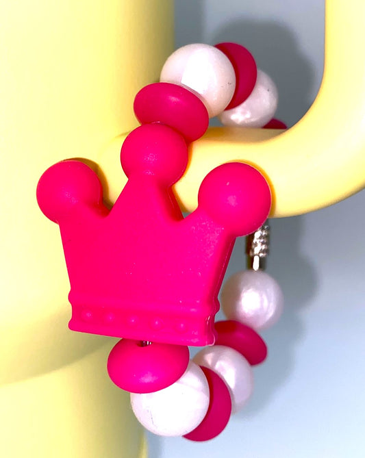 Hot Pink Crown Queen Princess Girly Stanley Tumbler Cup Handle Charm