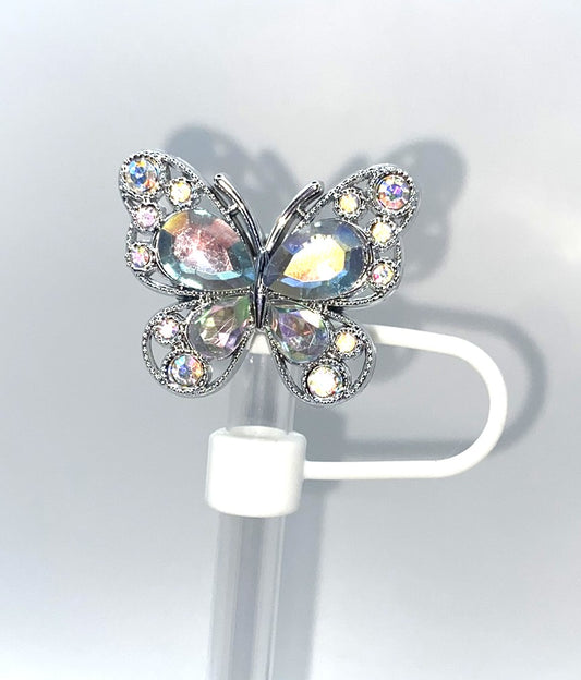 Black Crystal Butterfly Straw Topper