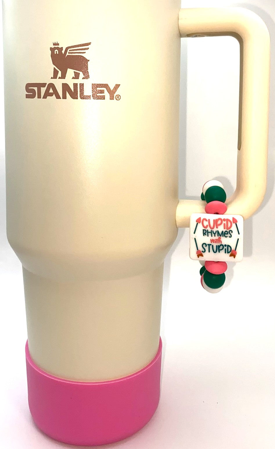 Cupid Rhymes With Stupid Funny Valentine Stanley Tumbler Cup Handle Charm