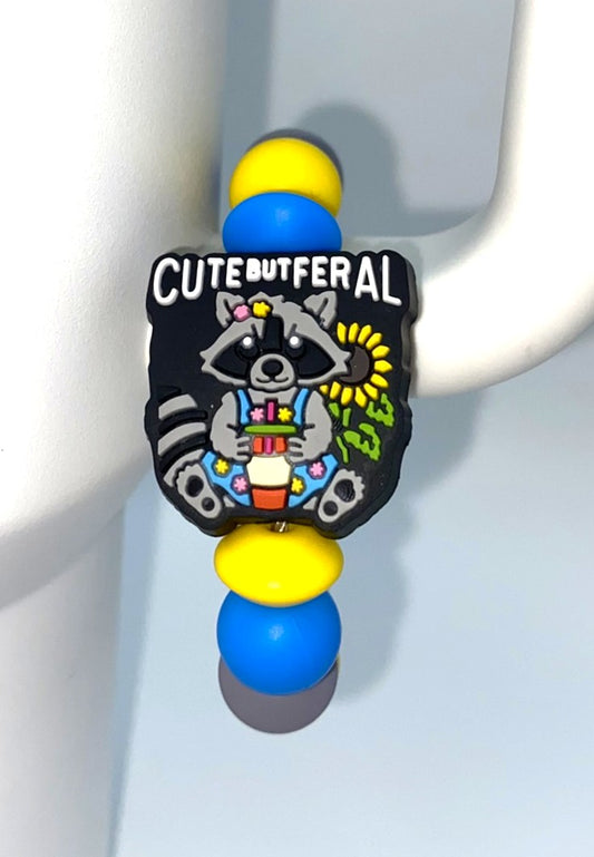Cute But Feral Raccoon Stanley Tumbler Cup Handle Charm