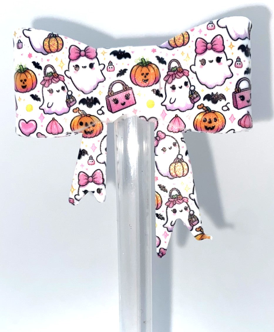 Cute Ghosts Halloween Bow Straw Topper