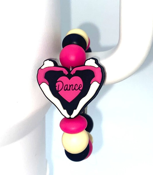Love To Dance Heart Dance Girls Stanley Tumbler Cup Handle Charm