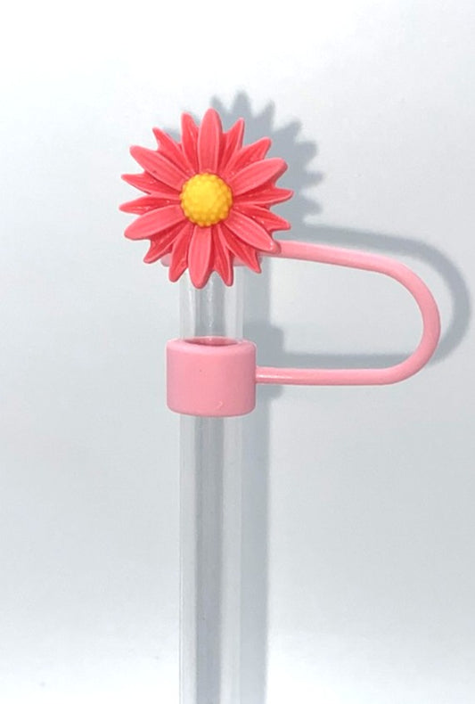 Dark Pink Daisy Jagged Flower Straw Topper
