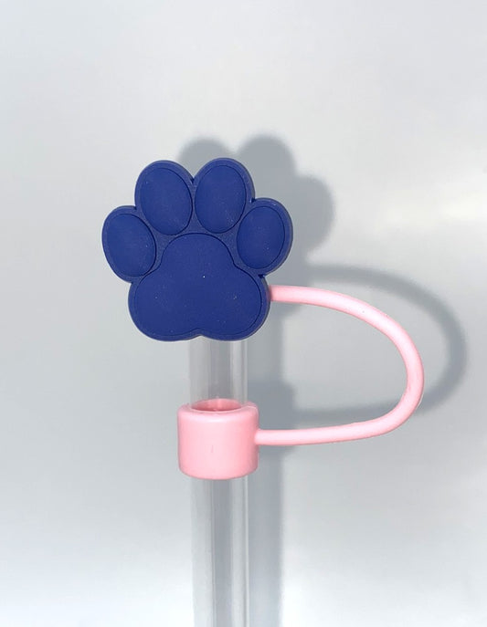Dark Blue Dog Paw Straw Topper