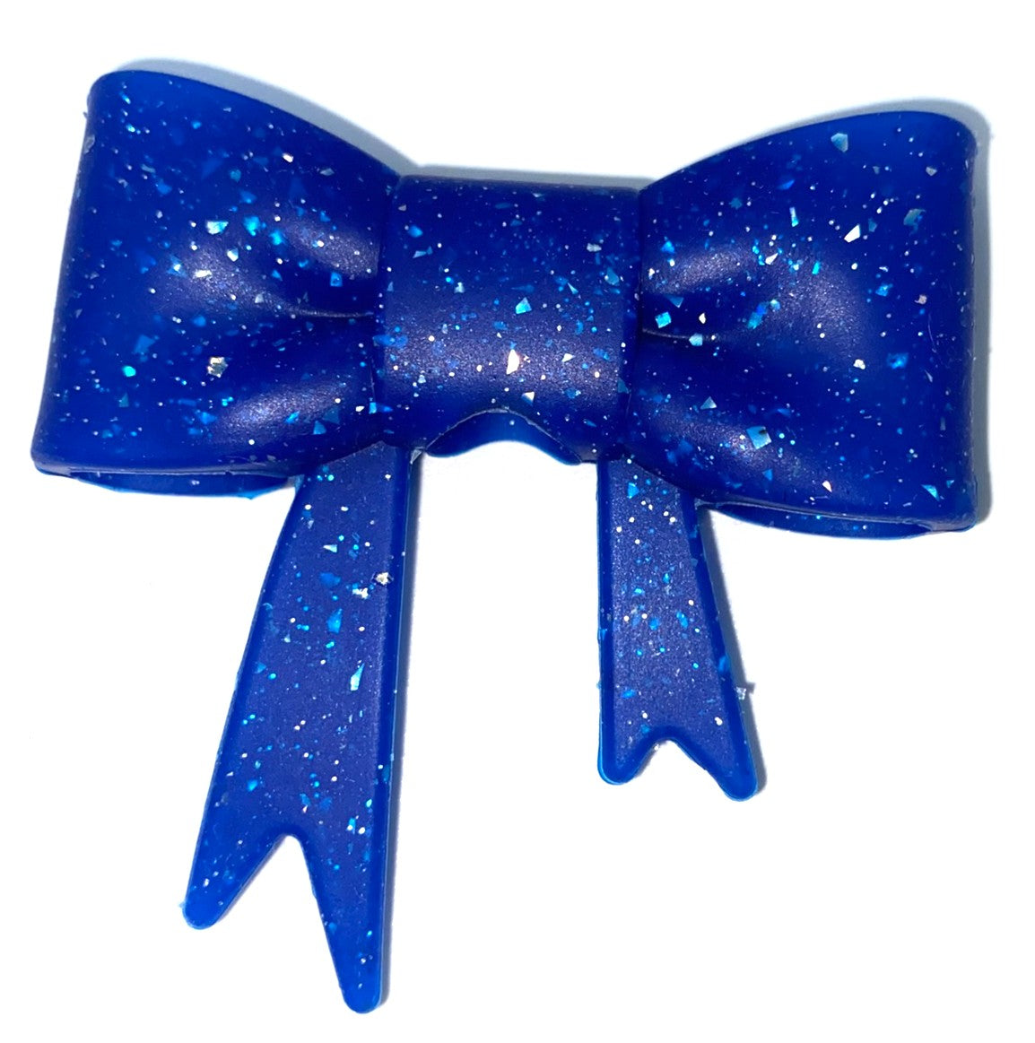 Dark Blue Confetti Glitter Bow Straw Topper
