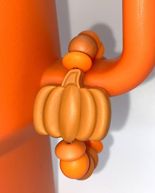 Dark Orange Ridged Pumpkin Stanley Tumbler Cup Handle Charm