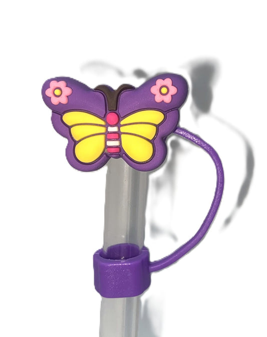 Dark Purple Butterfly Straw Topper