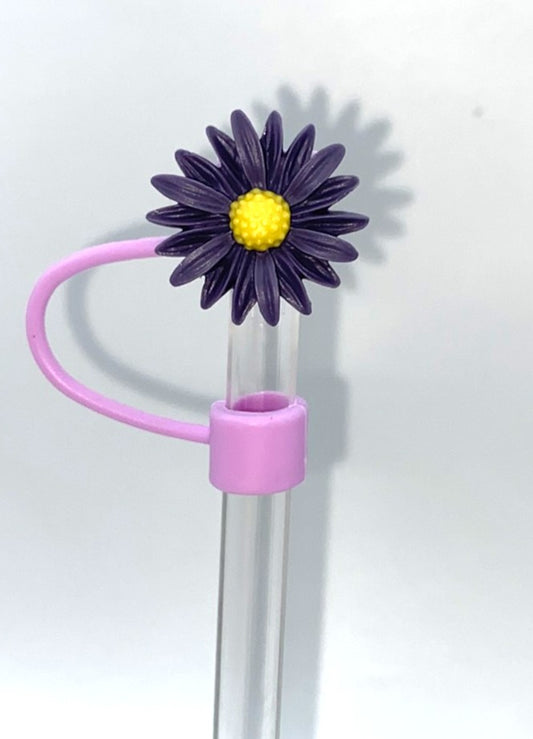 Dark Purple Daisy Jagged Flower Straw Topper