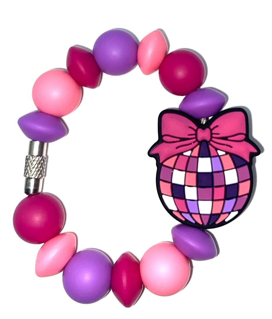 Disco Ball w/Bow Stanley Tumbler Cup Handle Charm
