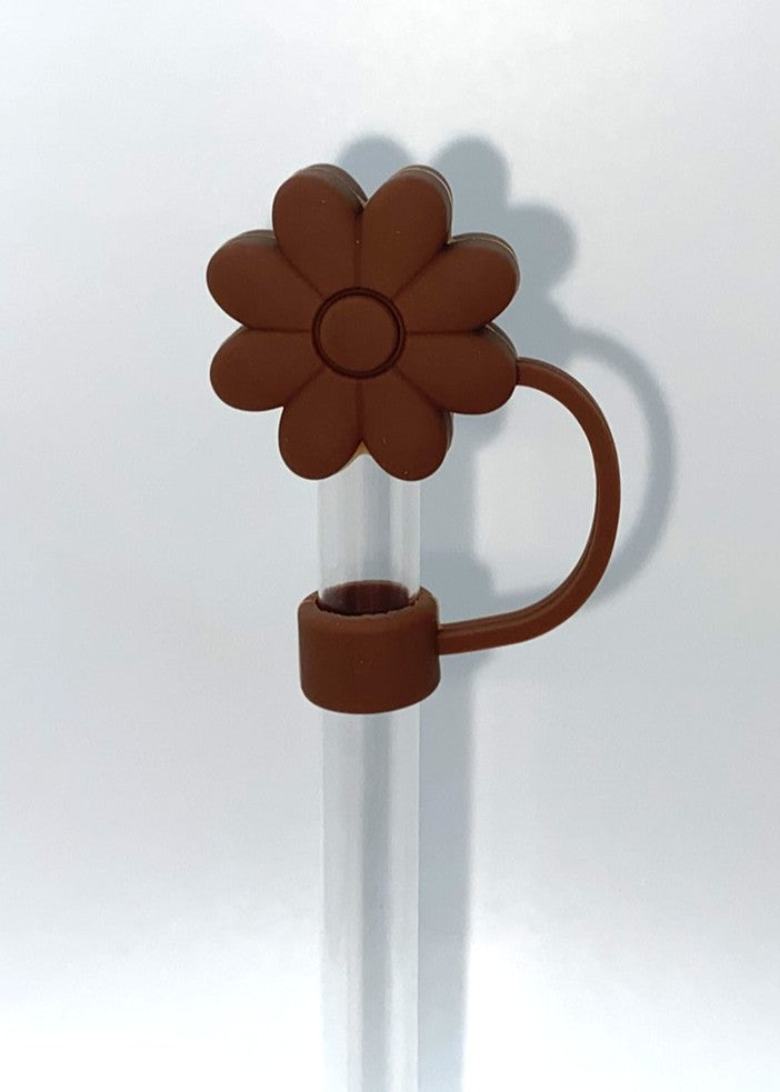 Dark Brown Daisy Flower 3D Straw Topper