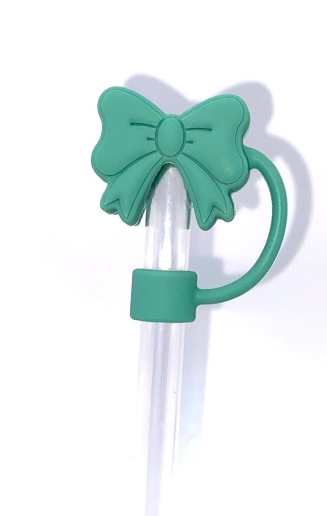 Dark Teal Coquette Bow 3D Straw Topper