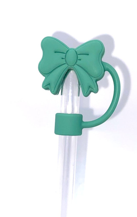 Dark Teal Coquette Bow 3D Straw Topper