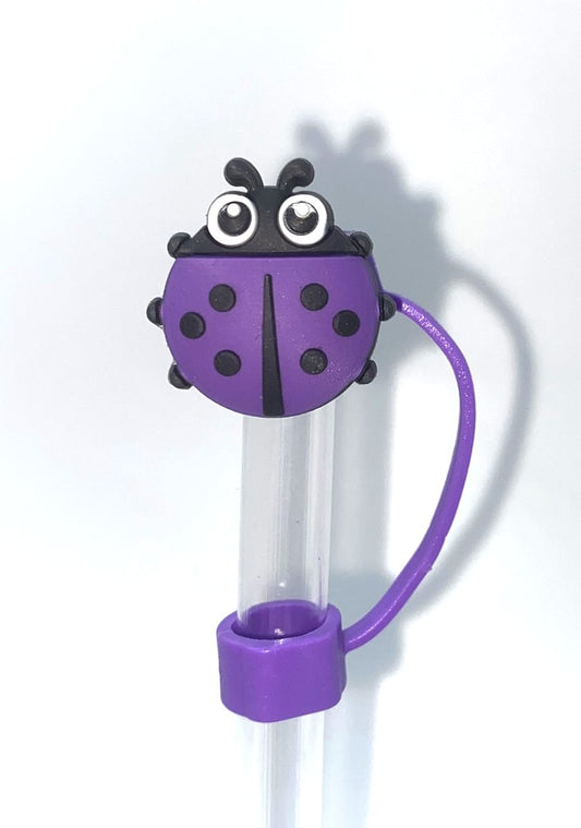 Ladybug Dark Purple Straw Topper