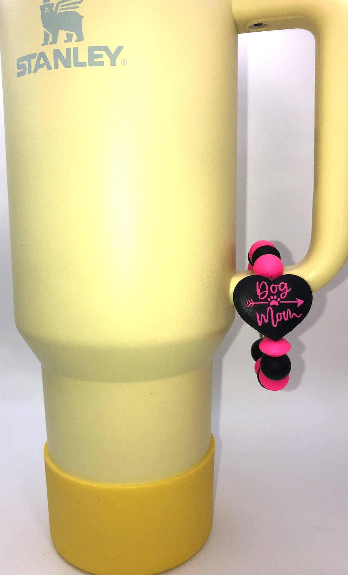 Pink Dog Mom Heart Stanley Tumbler Cup Handle Charm