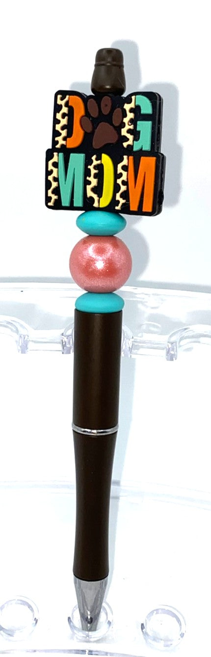 Dog Mom Colorful Leopard Print Beaded Pen