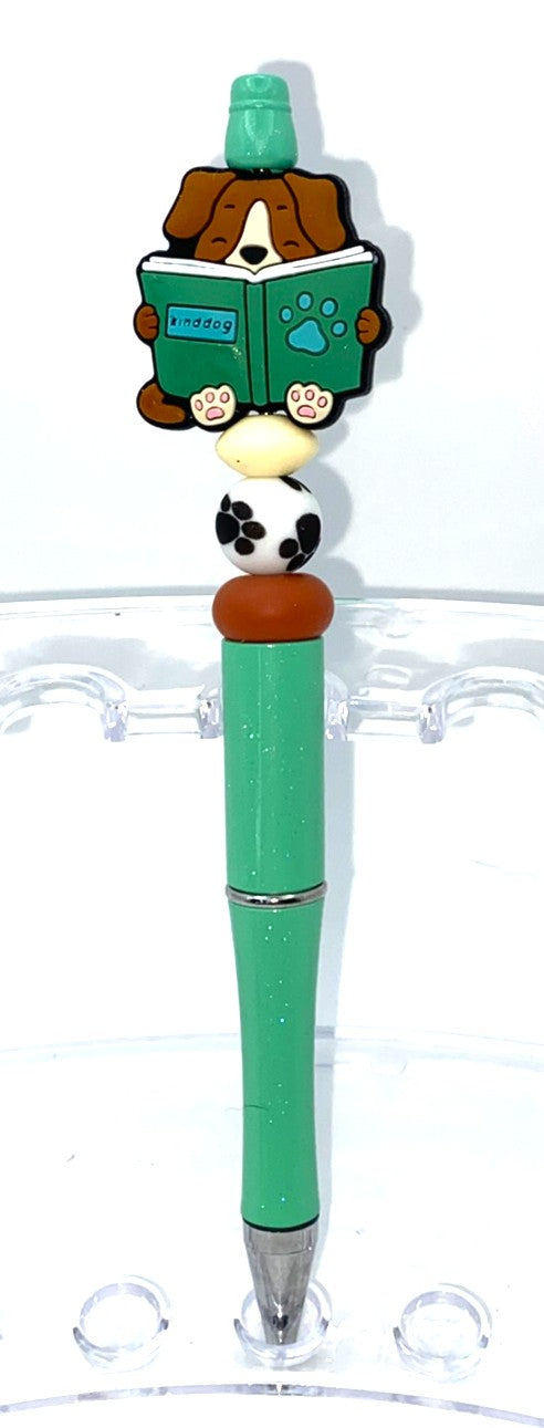 Dog Reading A Book Beaded Pen