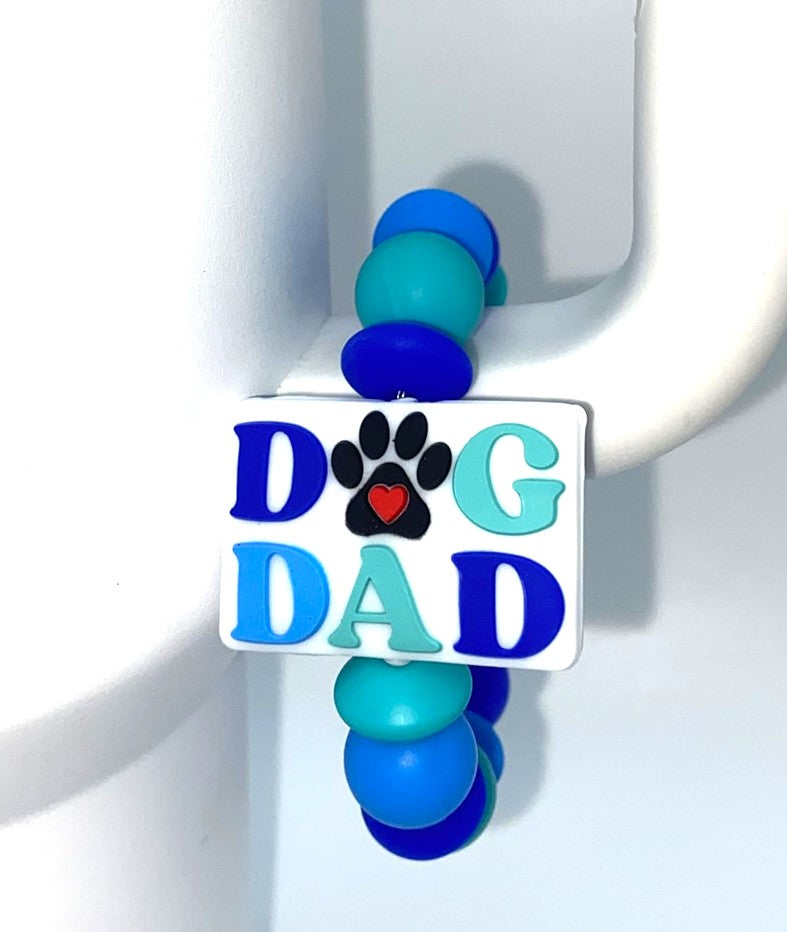 Dog Dad Blue Stanley Tumbler Cup Handle Charm