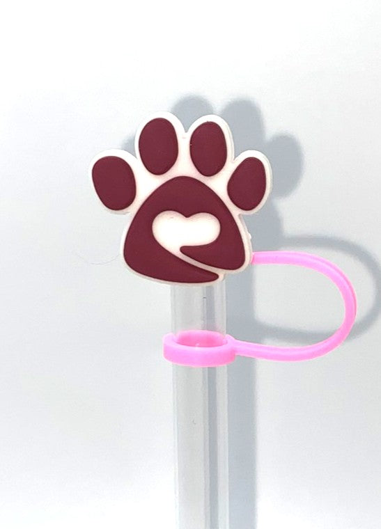Dog Paw Heart Straw Topper