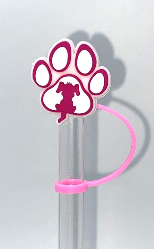 Dog Paw Pink Dog Straw Topper