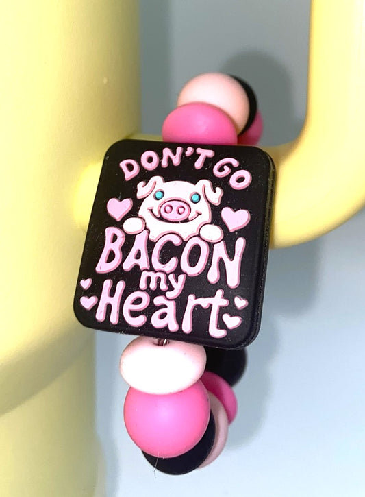 Don't Go Bacon My Heart Pig Funny Stanley Tumbler Cup Handle Charm