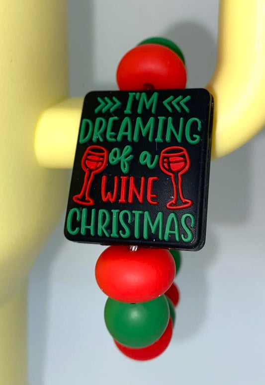 I'm Dreaming of a Wine Christmas funny Stanley Tumbler Cup Handle Charm