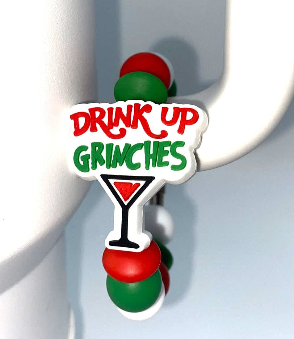 Drink Up Grinches Mean Green Guy Christmas Stanley Tumbler Cup Handle Charm