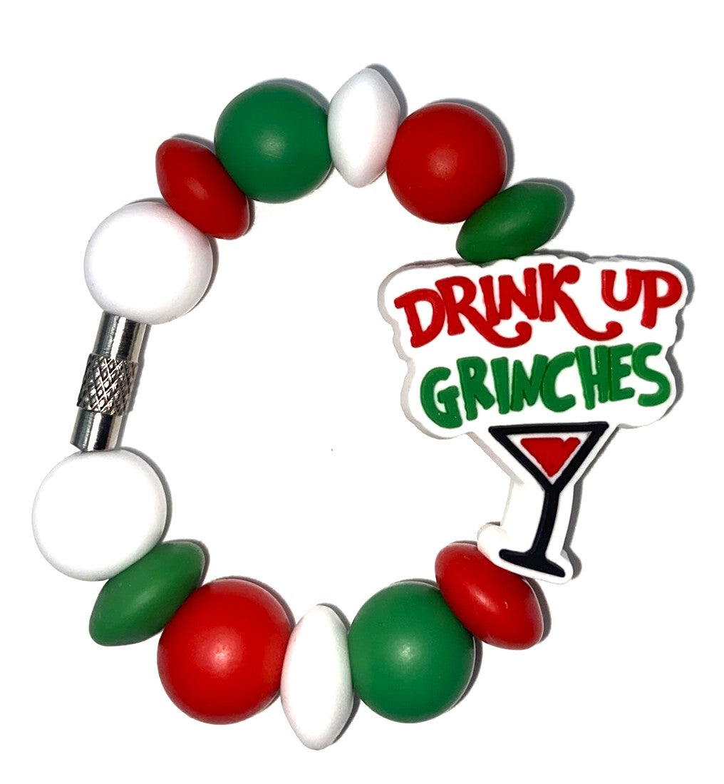 Drink Up Grinches Mean Green Guy Christmas Stanley Tumbler Cup Handle Charm