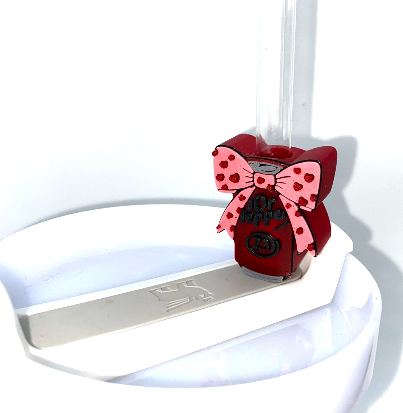 Dr Pepper Can w/Pink Bow Straw Sitter