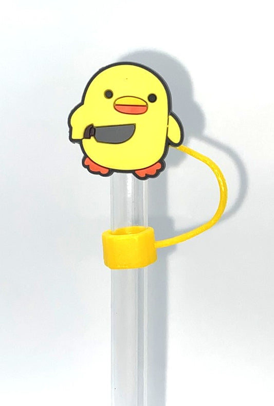 Duck w/Knife funny Straw Topper