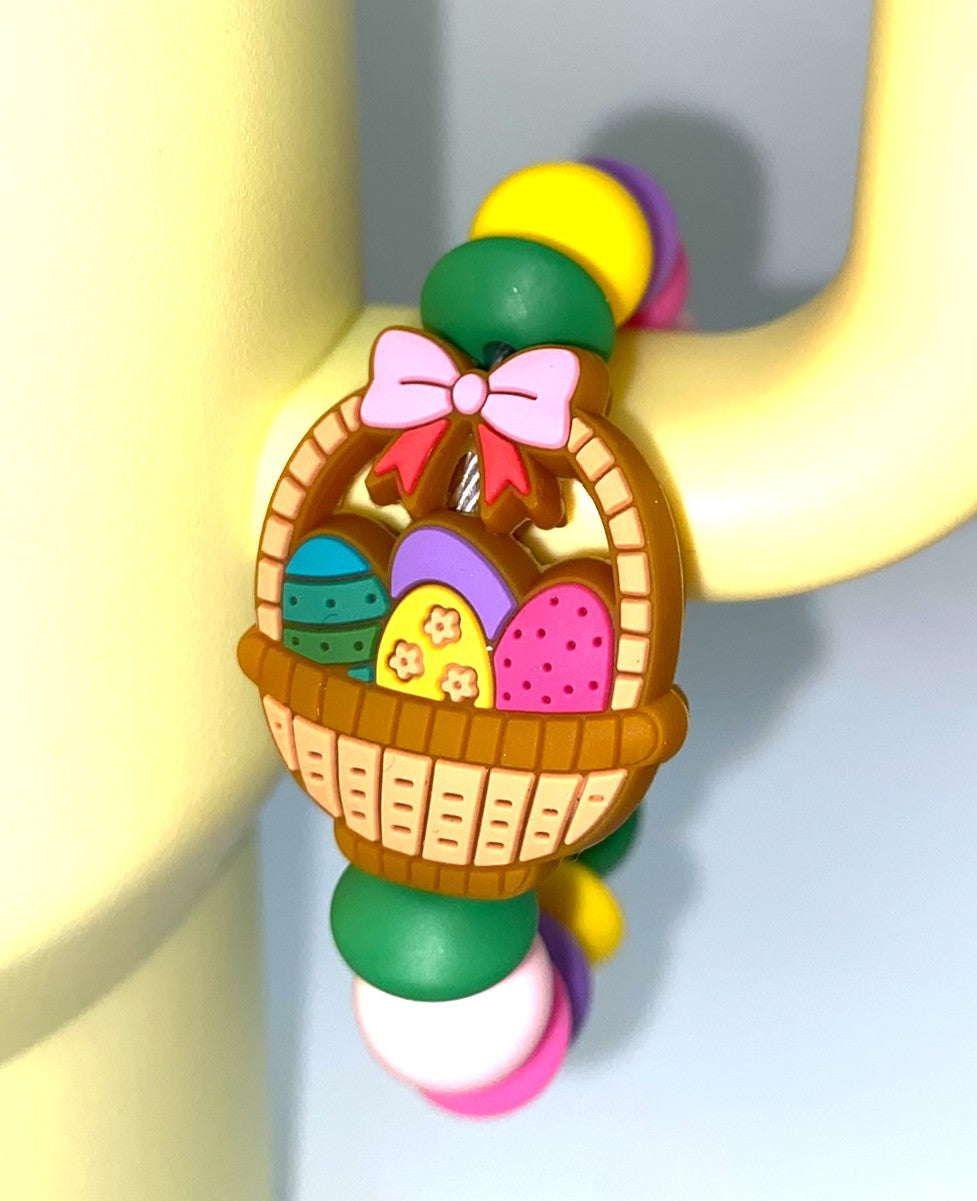 Easter Basket With Eggs And Bow Stanley Tumbler Cup Handle Charm