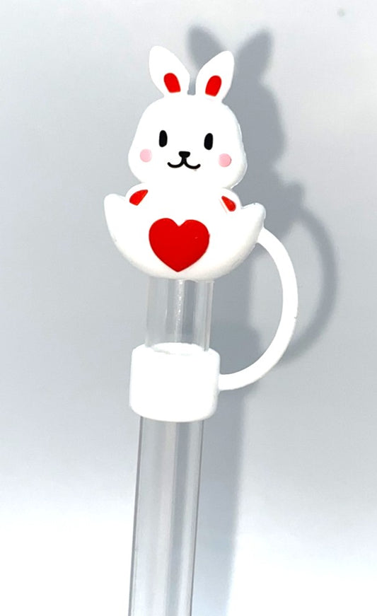 Easter Bunny In Heart Egg 3D Easter Straw Topper