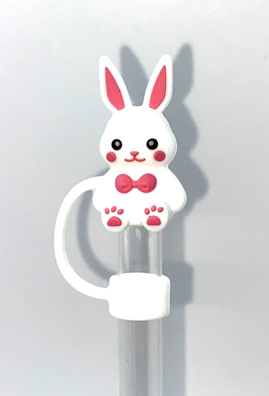 Easter Bunny w/Pink Bow Tie 3D Easter Straw Topper