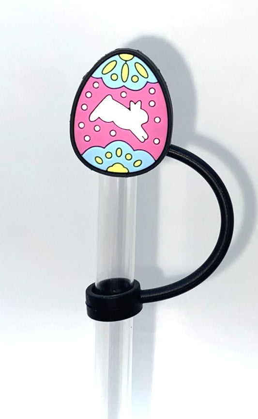 Folk Easter Egg with Bunny Straw Topper