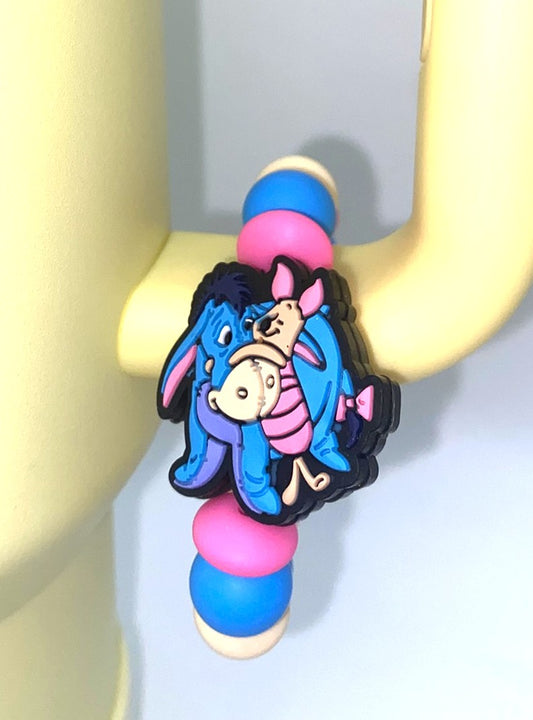 Blue Sad Donkey & Shy Piglet Yellow Honey Bear Friend Stanley Tumbler Cup Handle Charm