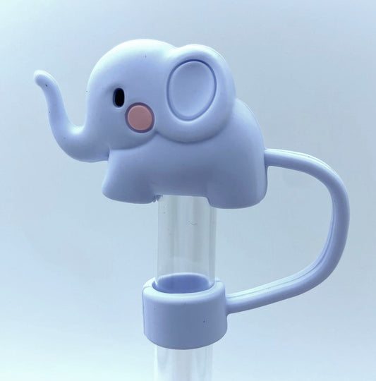 Elephant 3D Gray Straw Topper