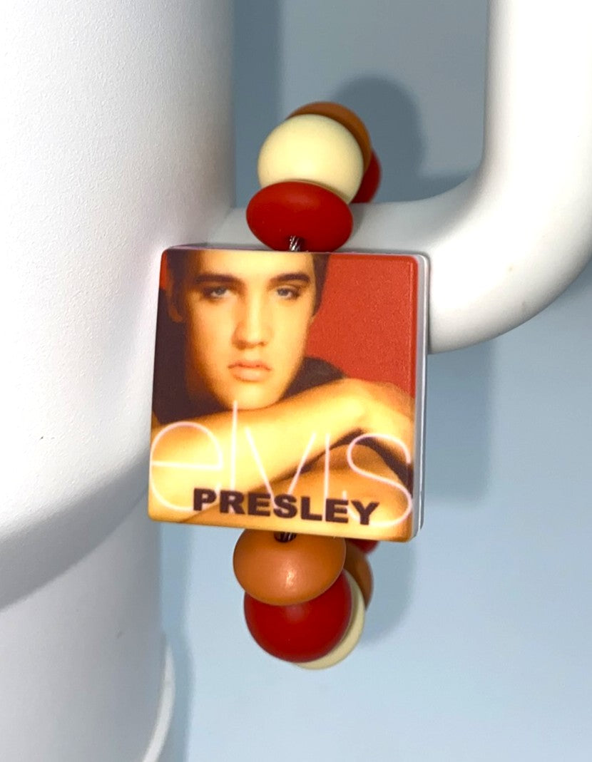 Elvis The King Album Cover Printed Stanley Cup Tumbler Cup Handle Charm