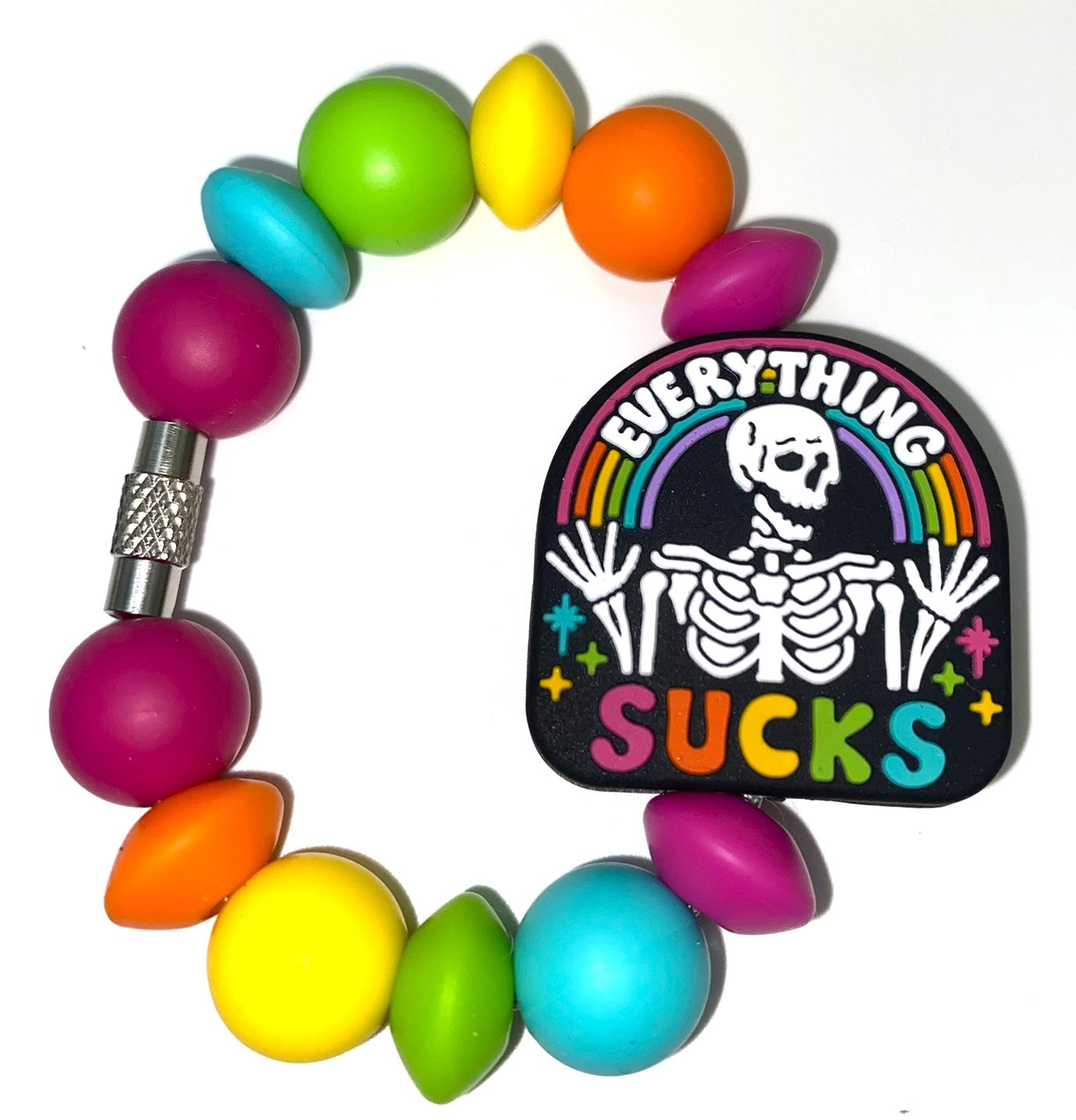 Everything Sucks Skeleton Rainbow Stanley Tumbler Cup Handle Charm