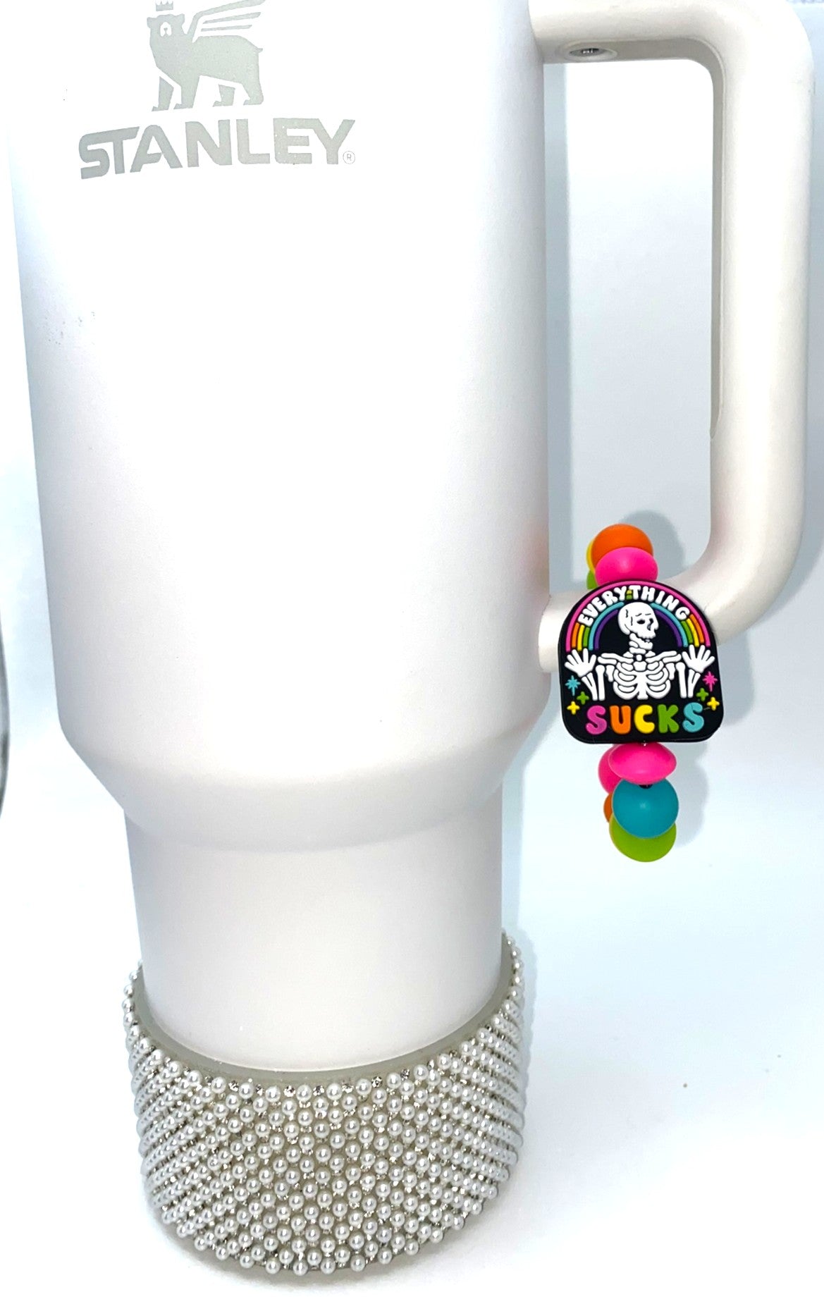 Everything Sucks Skeleton Rainbow Stanley Tumbler Cup Handle Charm