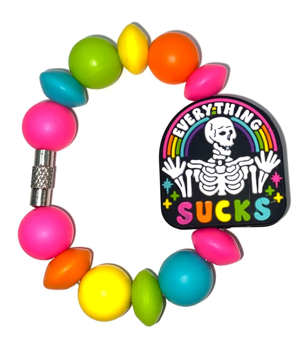 Everything Sucks Skeleton Rainbow Stanley Tumbler Cup Handle Charm