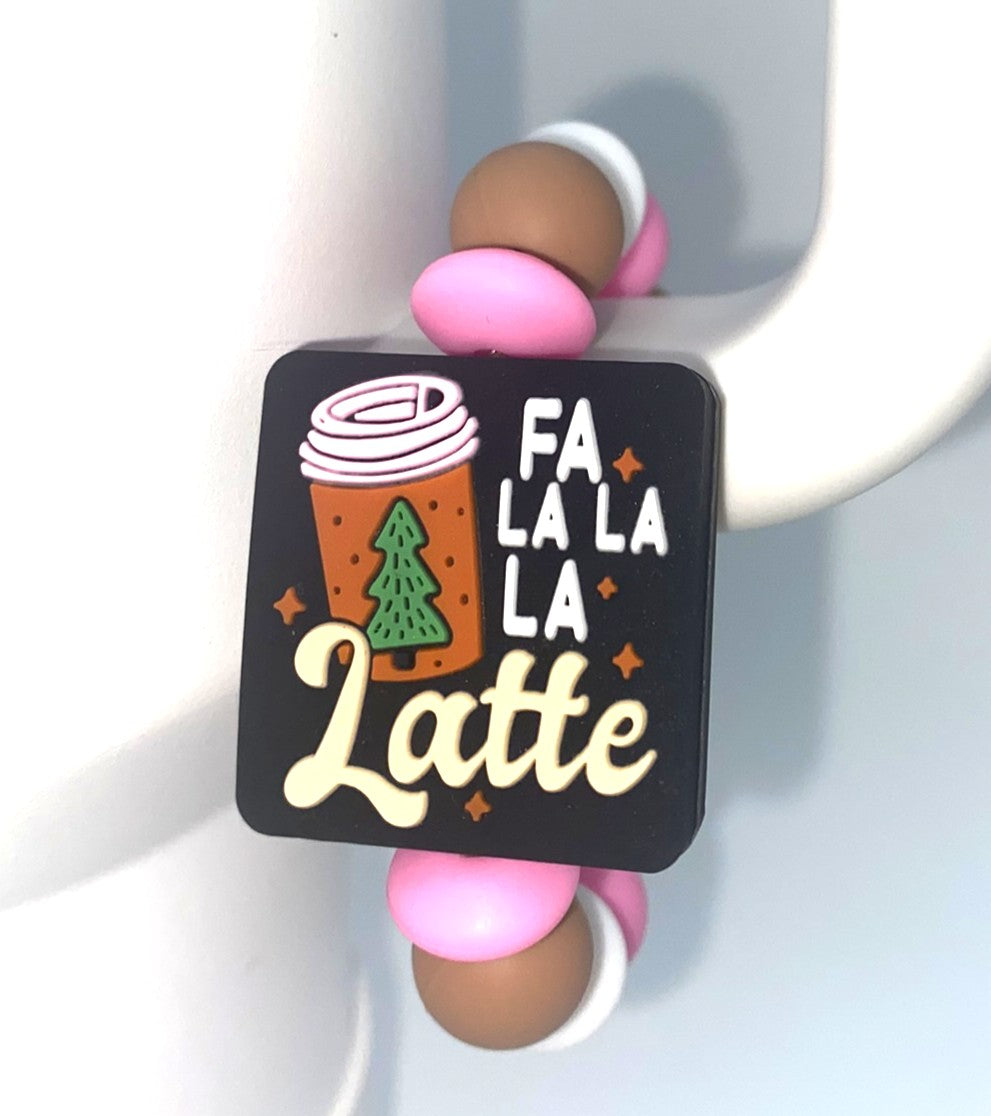 Fa La La La Latte Christmas Coffee Stanley Tumbler Cup Handle Charm