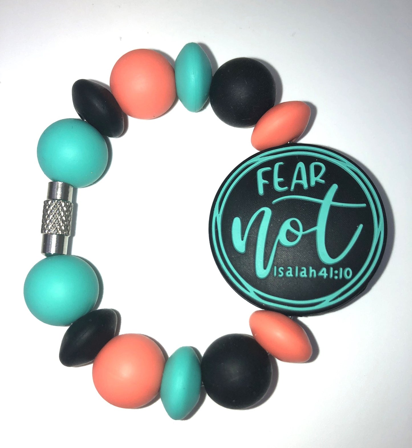 Teal Fear Not Isaiah 41:10 Stanley Tumbler Cup Handle Charm