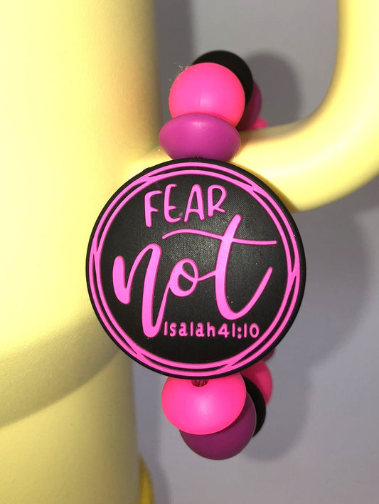 Pink Fear Not Isaiah 41:10 Stanley Tumbler Cup Handle Charm