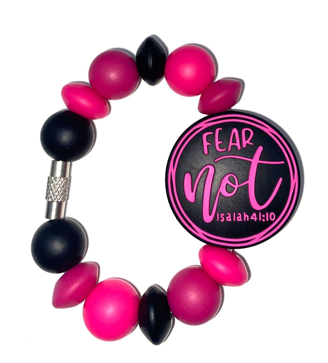 Pink Fear Not Isaiah 41:10 Stanley Tumbler Cup Handle Charm