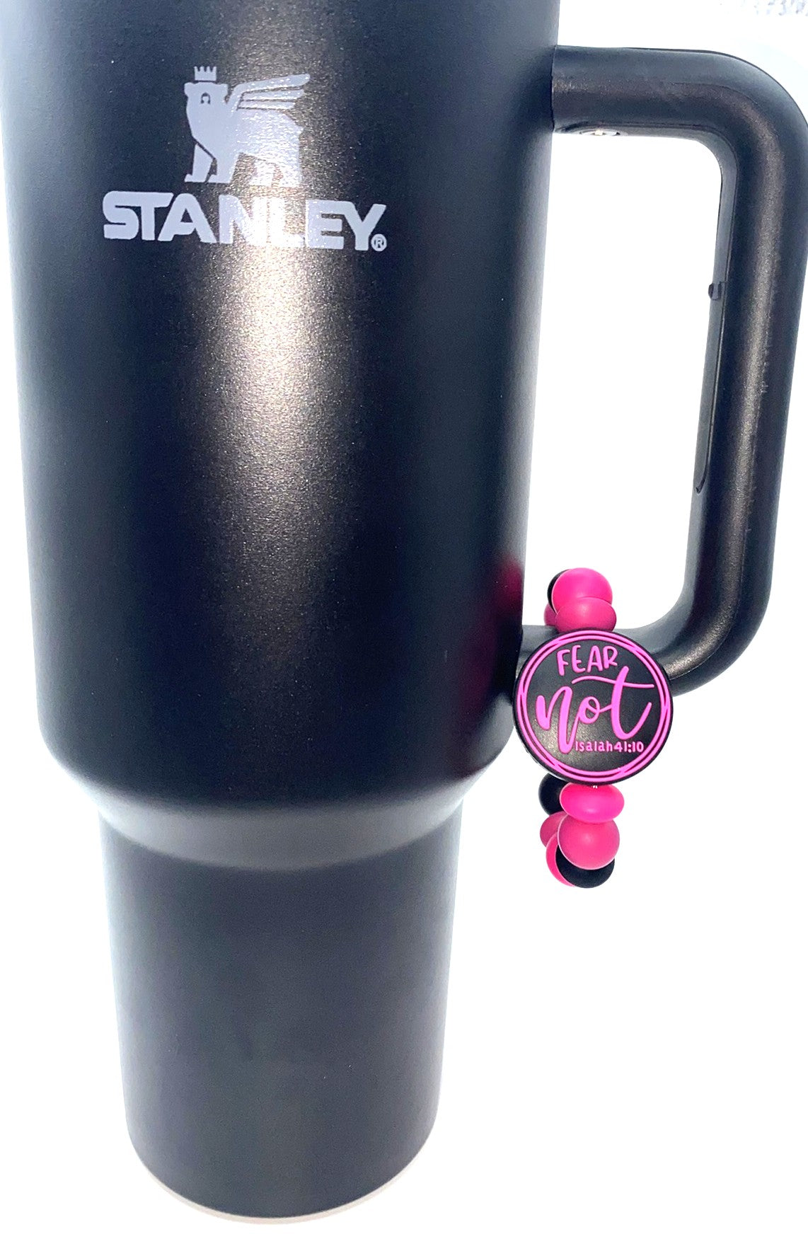 Pink Fear Not Isaiah 41:10 Stanley Tumbler Cup Handle Charm