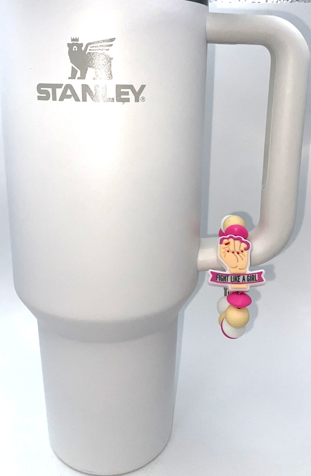 Fight Like A Girl Breast Cancer Awareness Stanley Tumbler Cup Handle Charm