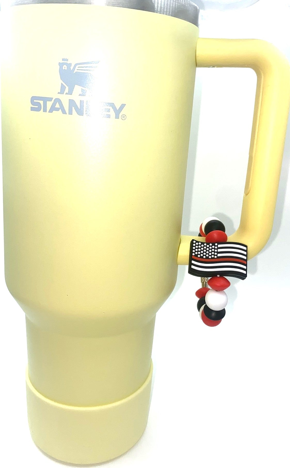 Firefighter First Responders Flag Red Line Stanley Tumbler Cup Handle Charm