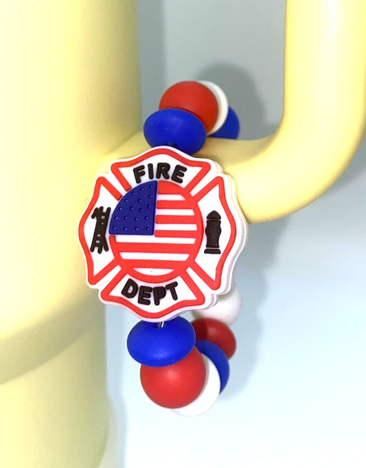 Patriotic Firefighter Shield Maltese Cross Symbol Stanley Tumbler Cup Handle Charm